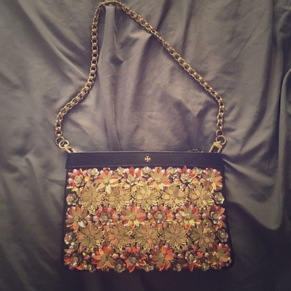 Tory Burch sequin sparkle clutch new
